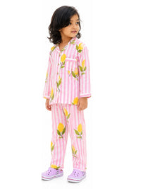 Pink Lemon Stripes Night suit