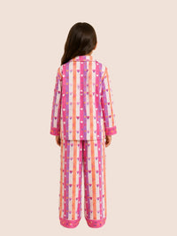 Rainbow heart stripes cotton Night suit