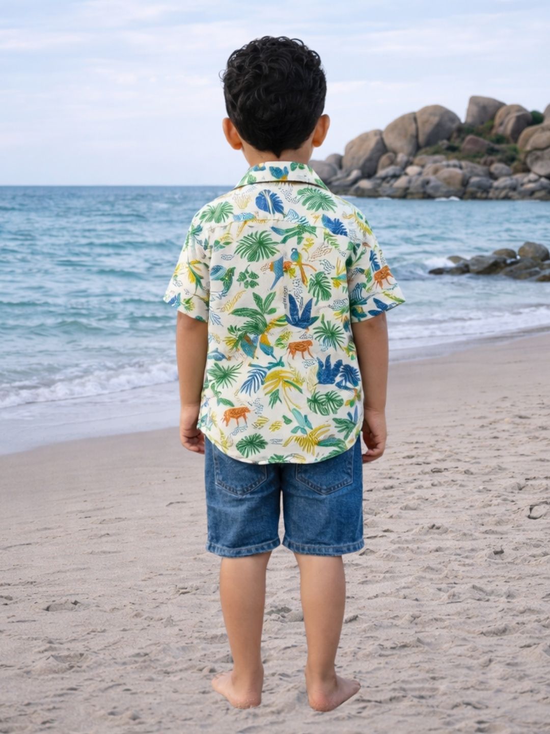 Boys Pure cotton Panther wild Shirt -Half Sleeve