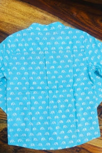 Festive Sky Blue Cotton Shirt (Full Sleeve)