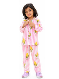 Pink Lemon Stripes Night suit