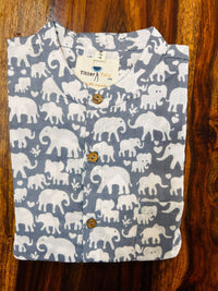 Boys Pure cotton Grey Tusk Shirt -Full sleeve