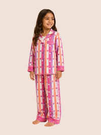 Rainbow heart stripes cotton Night suit