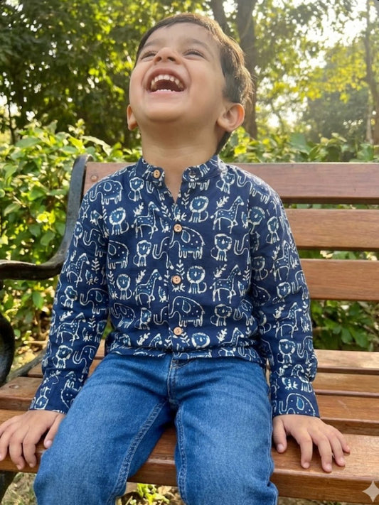 Boys Pure cotton Shirt Indigo Blue