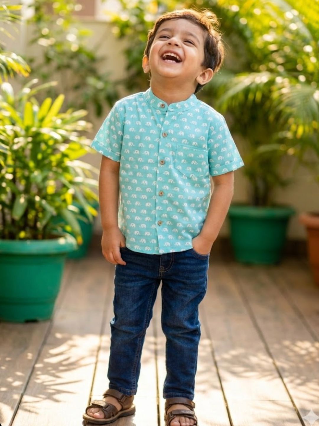 Sky Blue Cotton Shirt (Half Sleeve)
