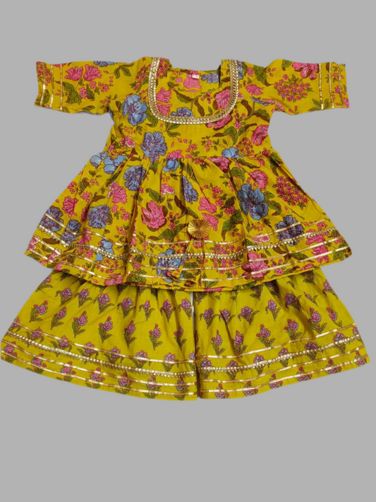 Girls Yellow Ethnic Dress