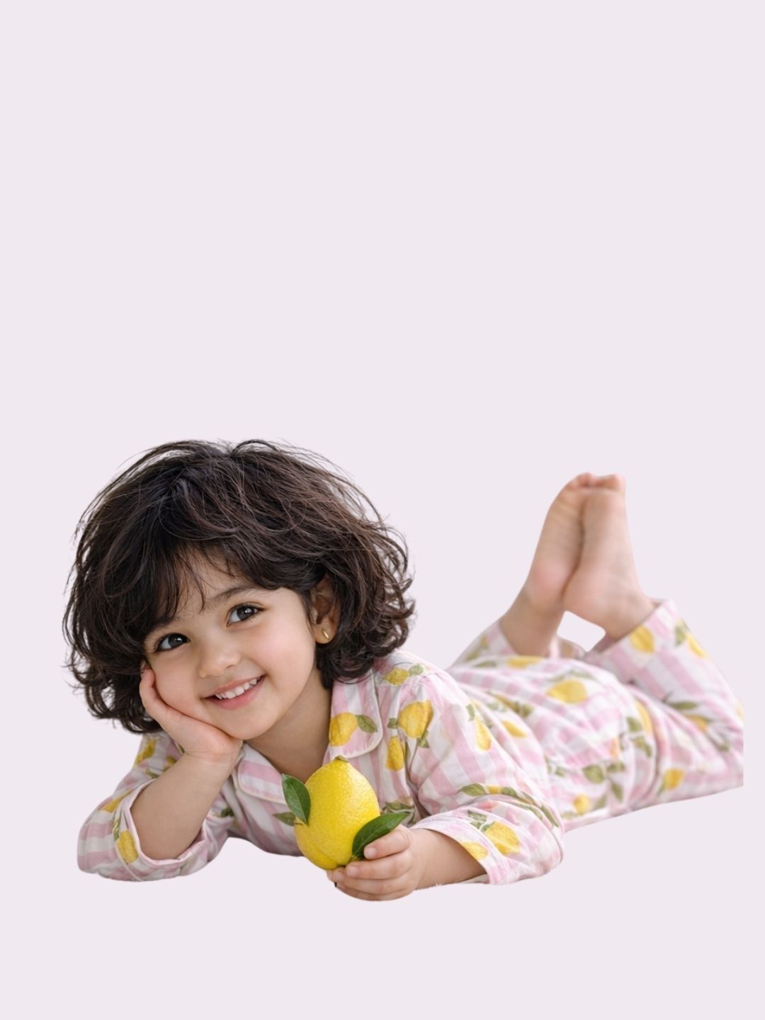 Pink Lemon Stripes Night suit