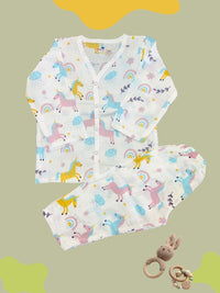 GOTS certified organic Muslin unisex Pajama set for Babies| Unicorn