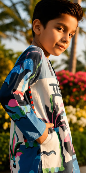 The Blue White Ocean kurta pajama