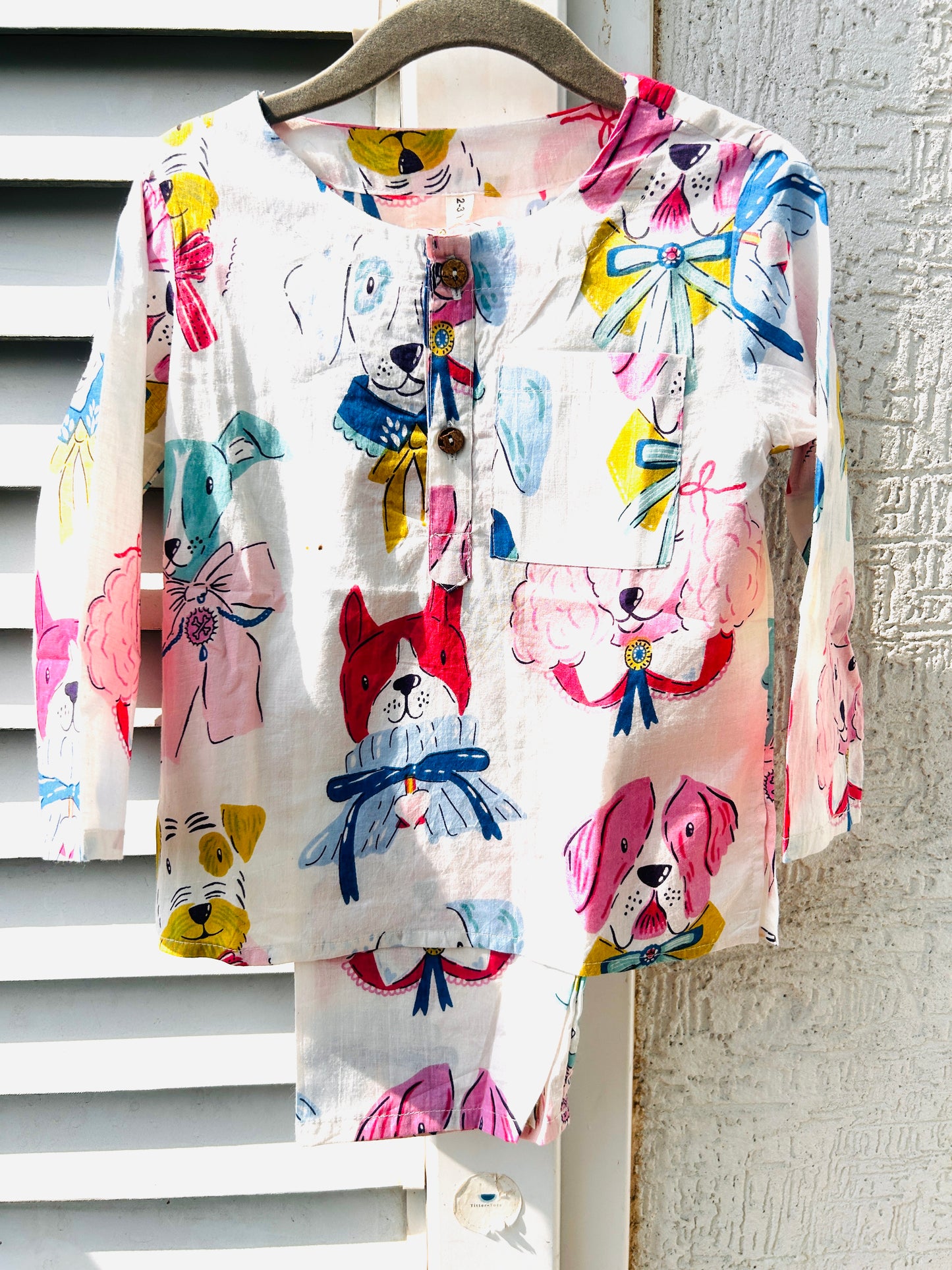 White Paws & Bows Kurta pajama- dog print