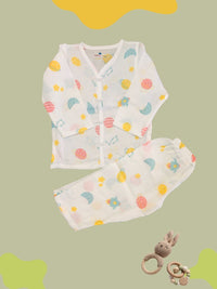GOTS certified organic Muslin unisex Pajama set for Babies| Planet