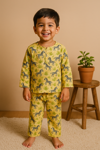 Yellow Zebra print Casual Kurta Pajama