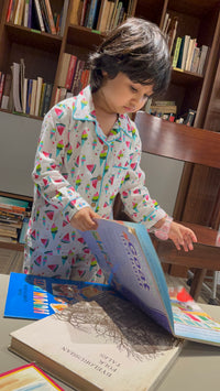 Icecream Multicolor Print Night Suit- Full Sleeve