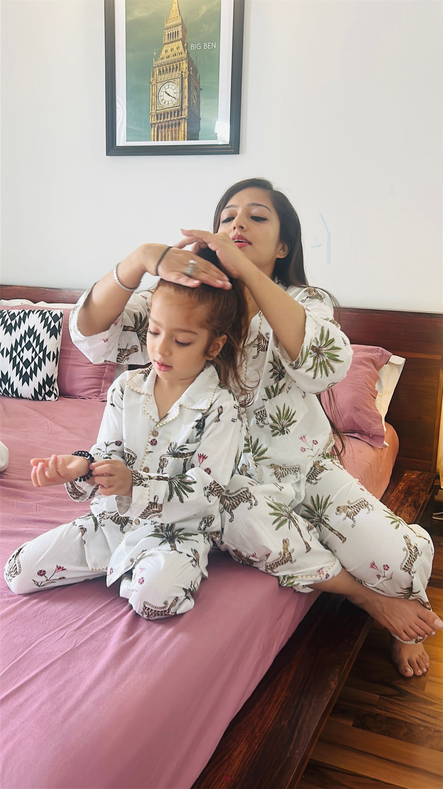 White Jungle daughter/son twinning sets