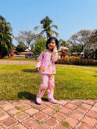 Pink Lemon Stripes Night suit