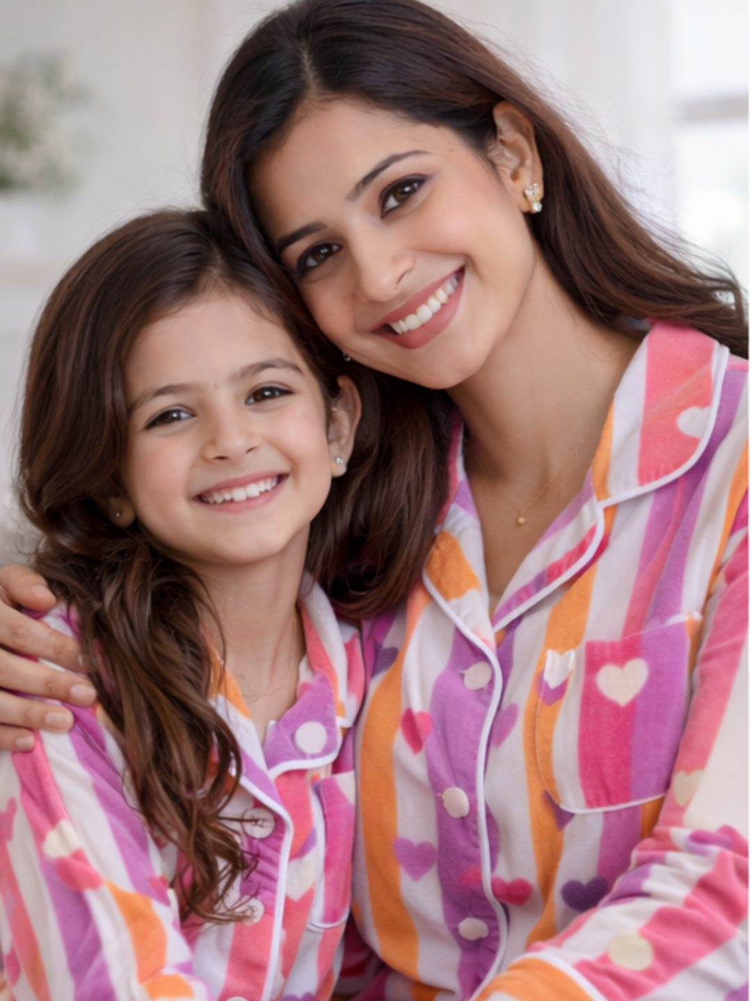 Rainbow Heart Stripe Cotton  twinning sets