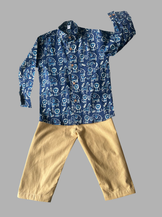 Ethnic blue shirt with bottoms