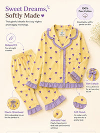 Yellow Heart Night Dress Frill details
