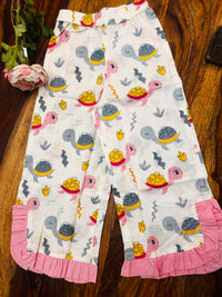 Handcrafted Turtle Pink Stripe Animal Print Night Dress