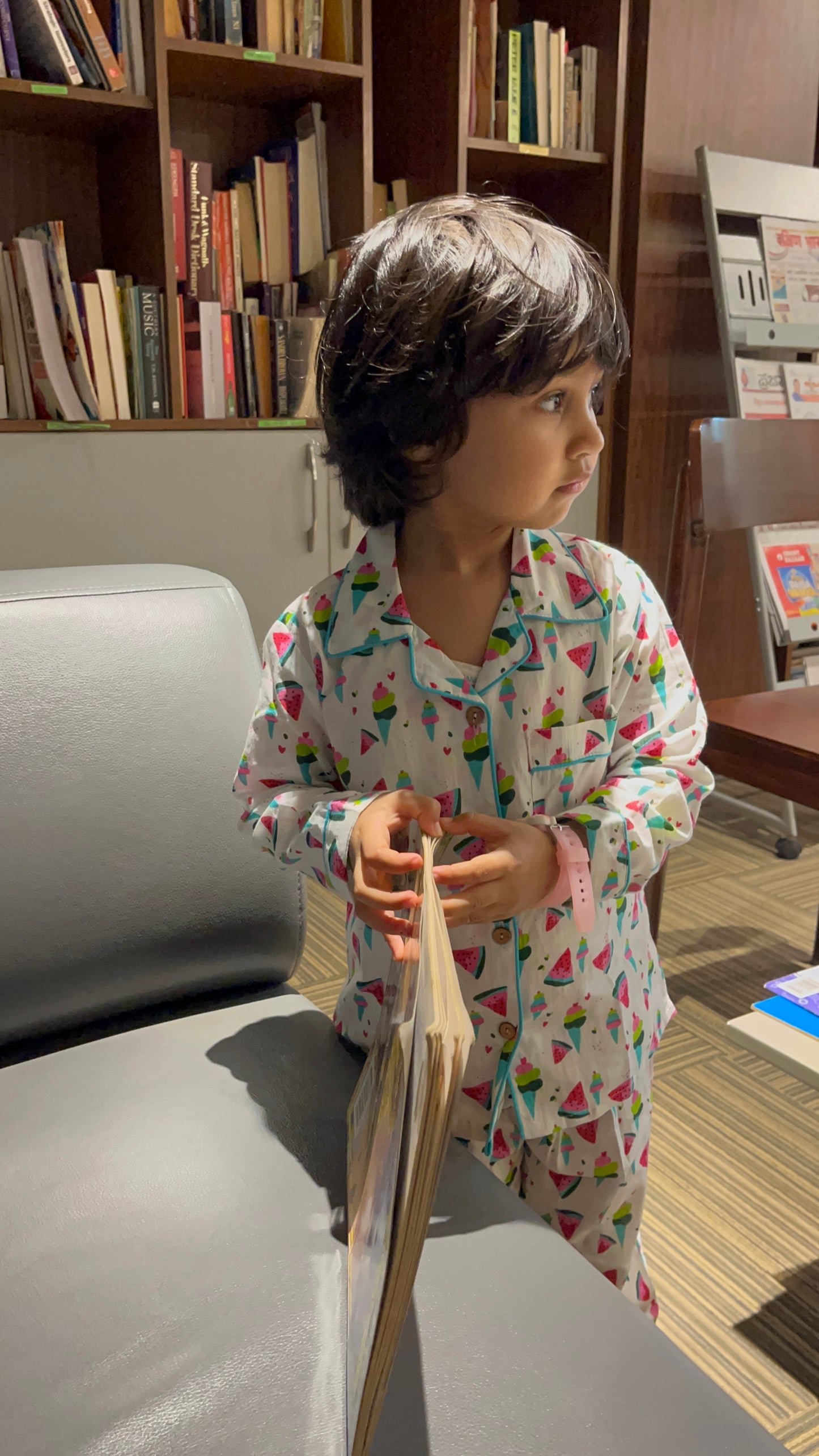 Icecream Multicolor Print Night Suit- Full Sleeve