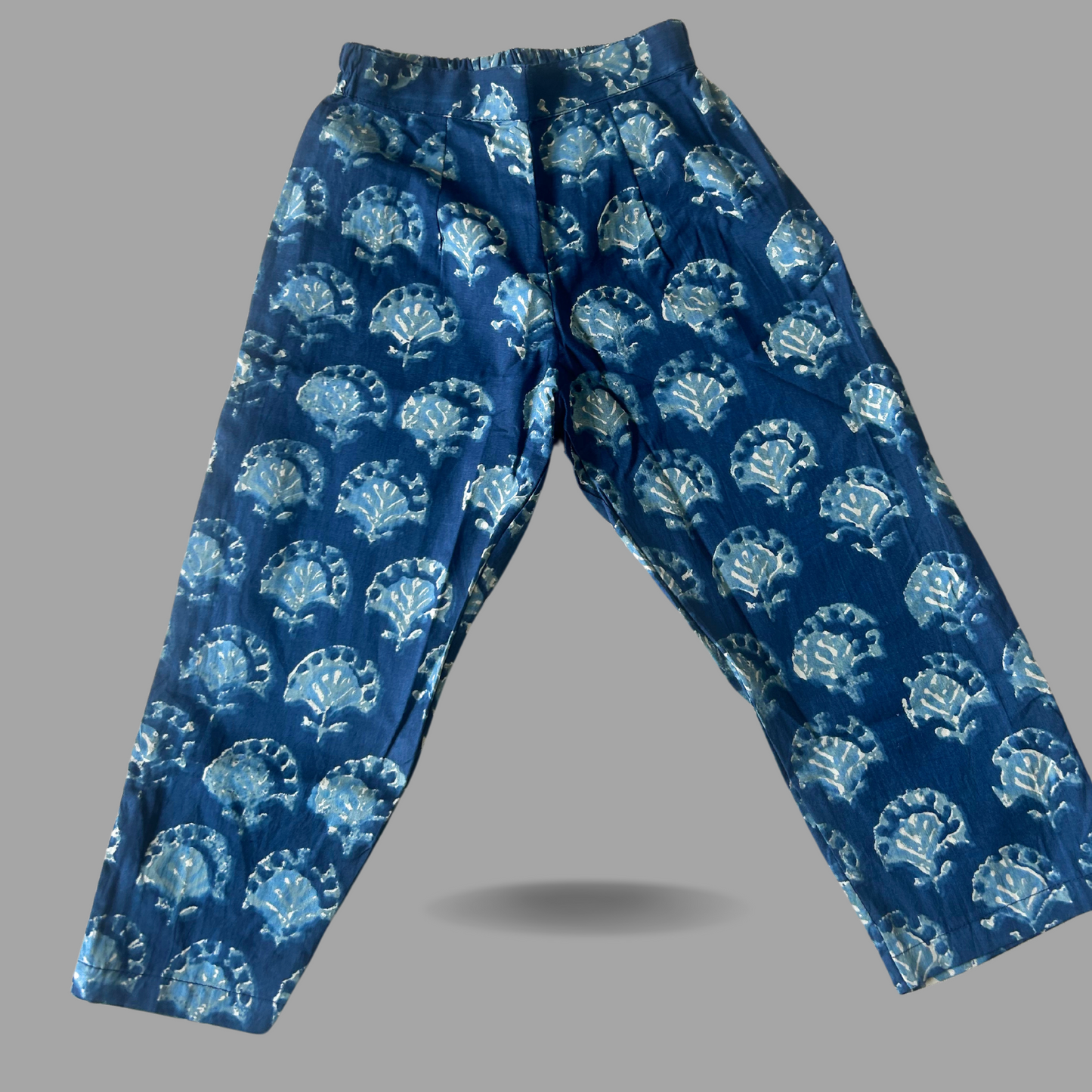 Radiant Blossoms: Indigo Blue Girls Pant and Top Set