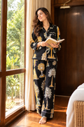 Women Handcrafted Black Jungle Night Suits