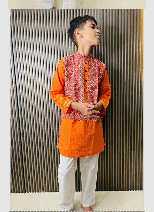 Ethnic Orange Kurta Pyjama