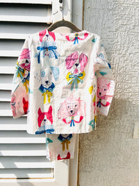 White Paws & Bows Kurta pajama- dog print