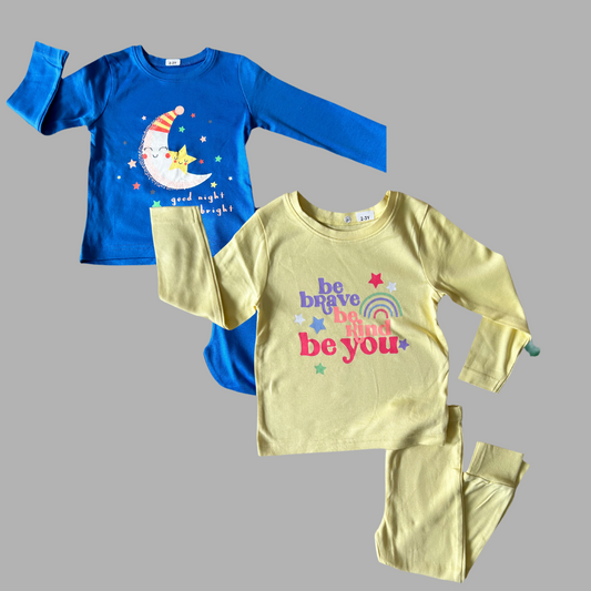 Yellow and Blue  Kids Loungewear Combo