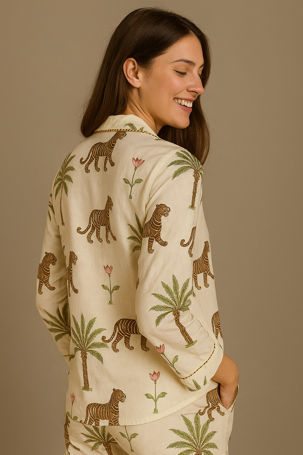 White Jungle print PJs- Adults