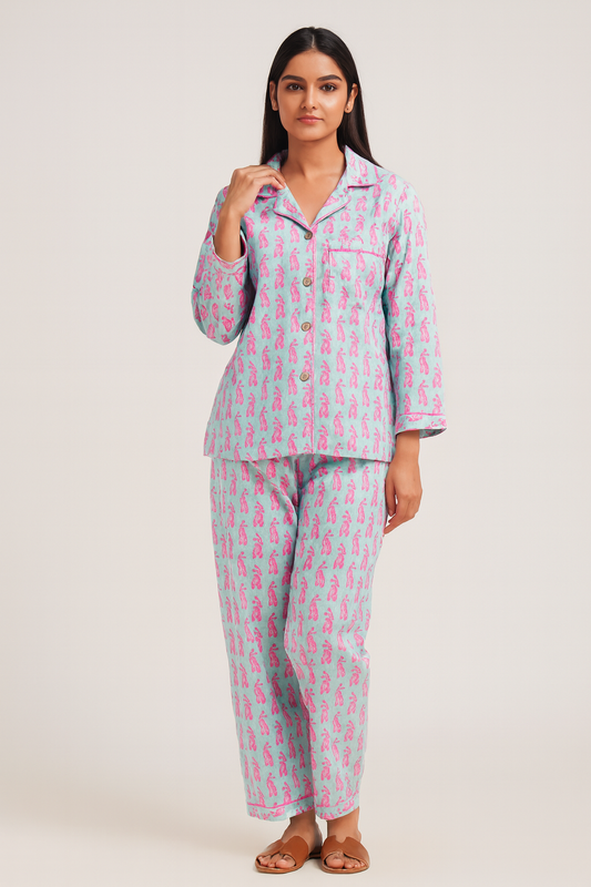 Women Handcrafted Block print PJ sets