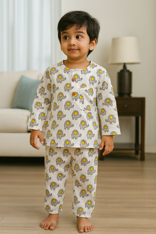 Little Grey White Tusk  Kurta Pajama