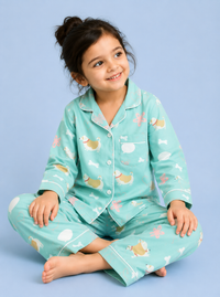 Sky Blue Puppy Parade Cotton Pajama Set