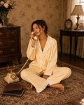 Yellow slumber  frill Lounge Set- Women PJ set -Pure Cotton-Relaxed fit