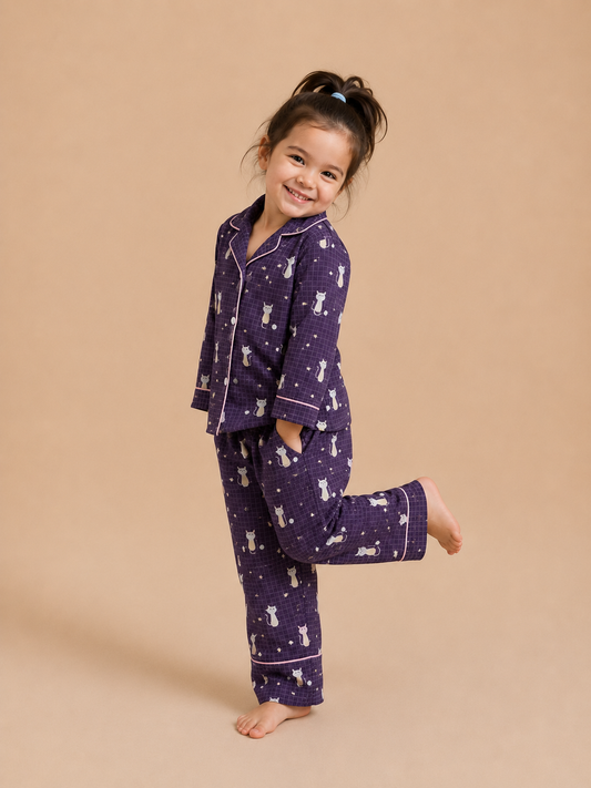 Blue Checkered Cat Tales Cotton Pajama Set