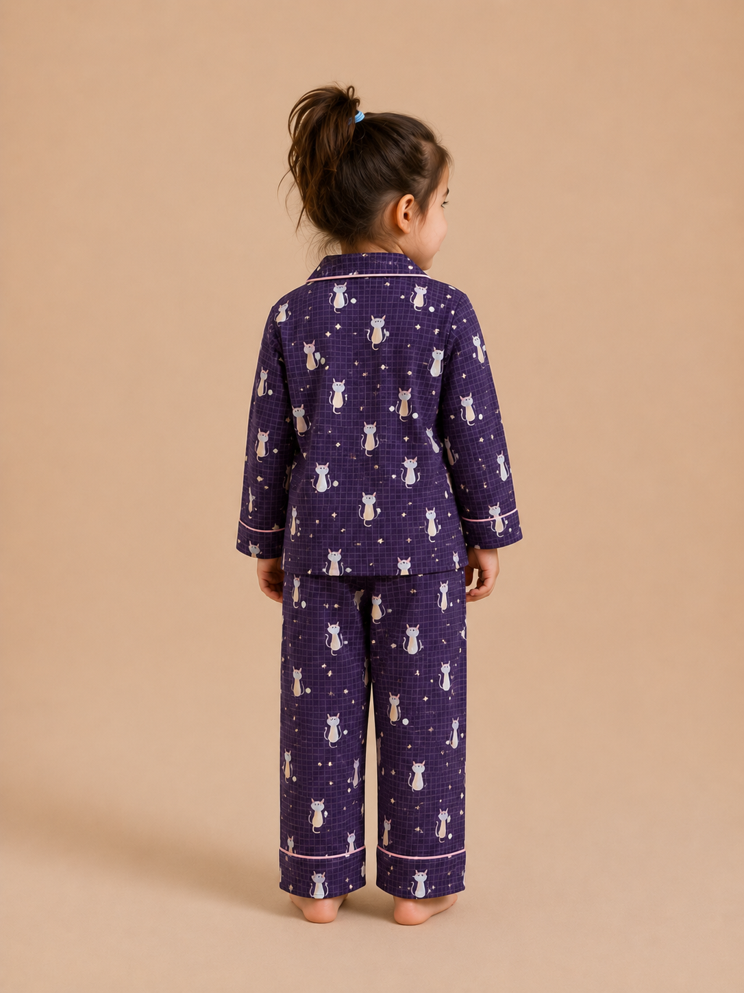 Blue Checkered Cat Tales Cotton Pajama Set