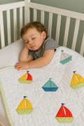 Sailboat Pure Cotton Baby Quilt – Handcrafted Comfort for Newborns & Toddlers