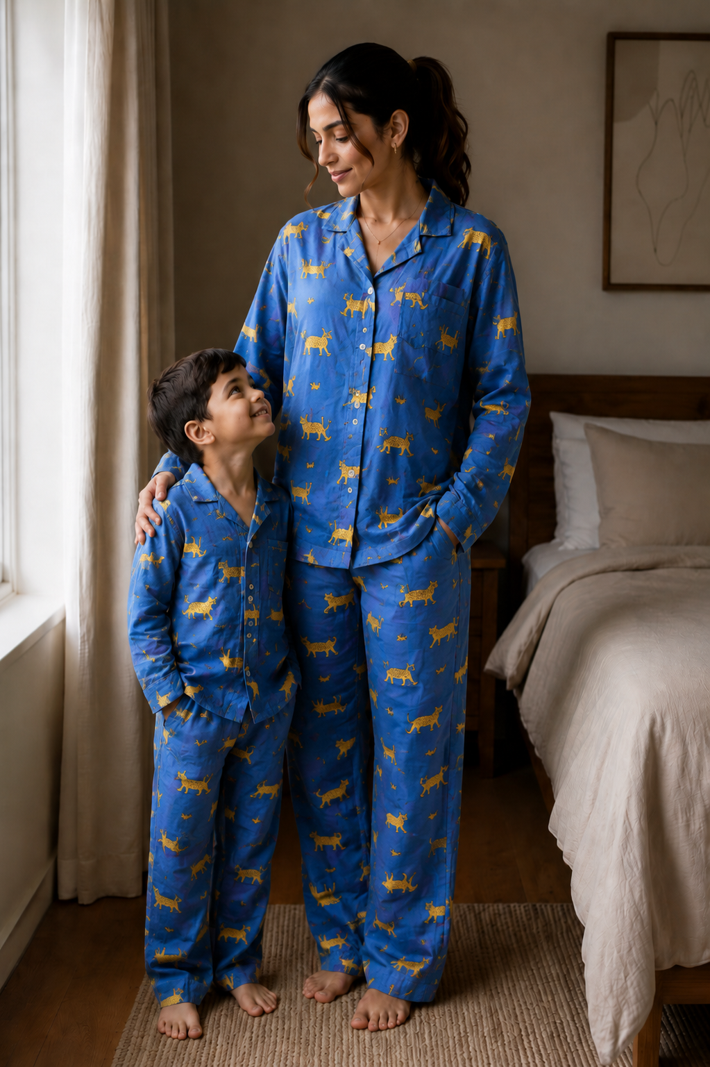 The Blue Panther family Pack  twinning Pajama sets-Pure Cotton