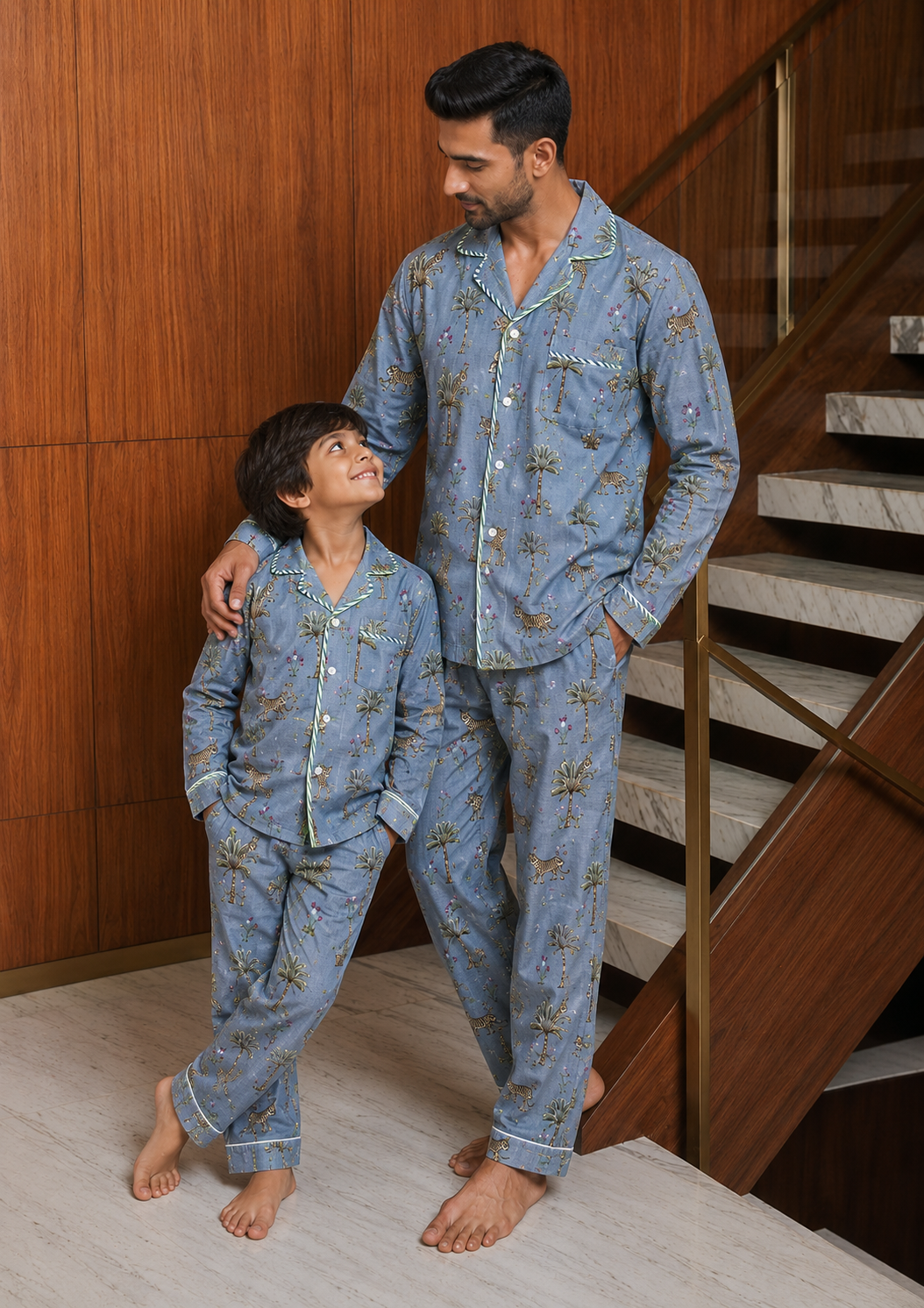 The Grey Tiger family Pack twinning Pajama sets-Pure Cotton