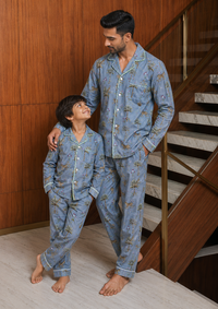 The Grey Tiger family Pack twinning Pajama sets-Pure Cotton