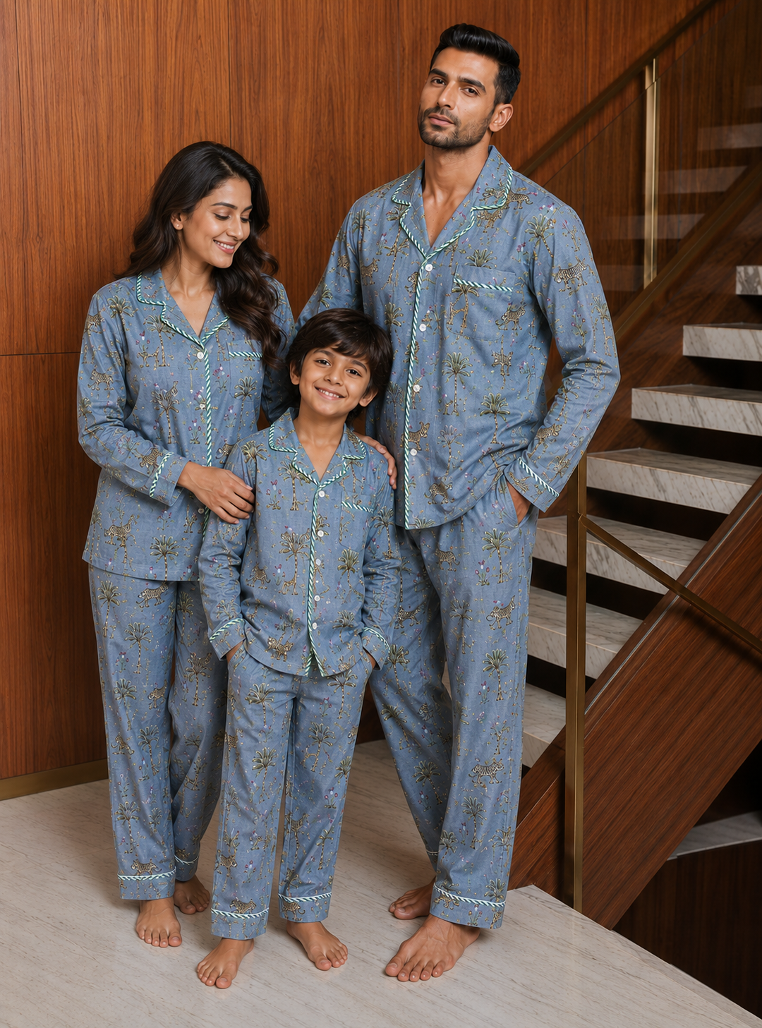 The Grey Tiger family Pack twinning Pajama sets-Pure Cotton