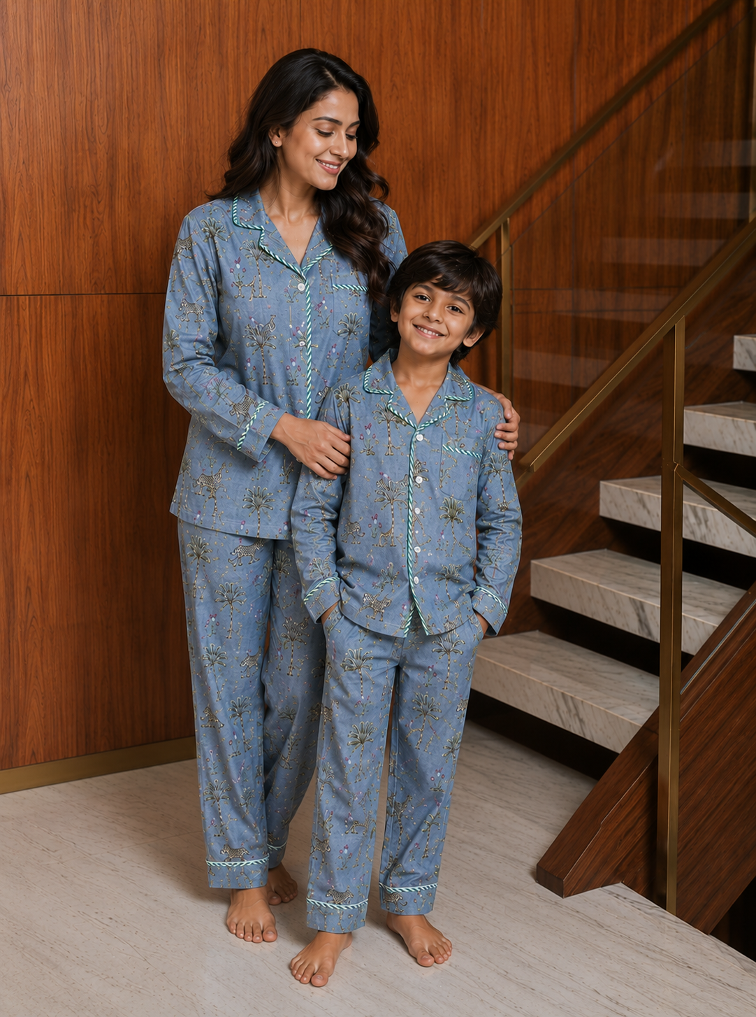 The Grey Tiger family Pack twinning Pajama sets-Pure Cotton