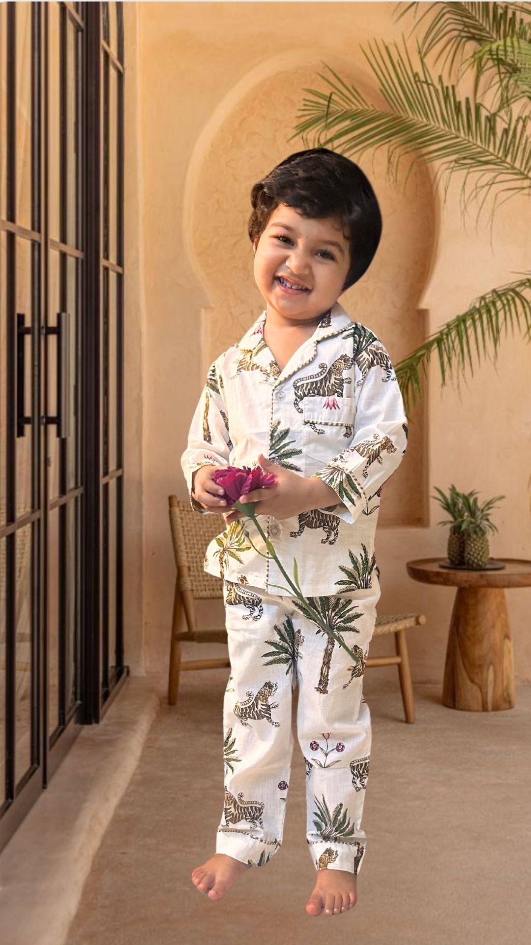 White Jungle daughter/son twinning sets