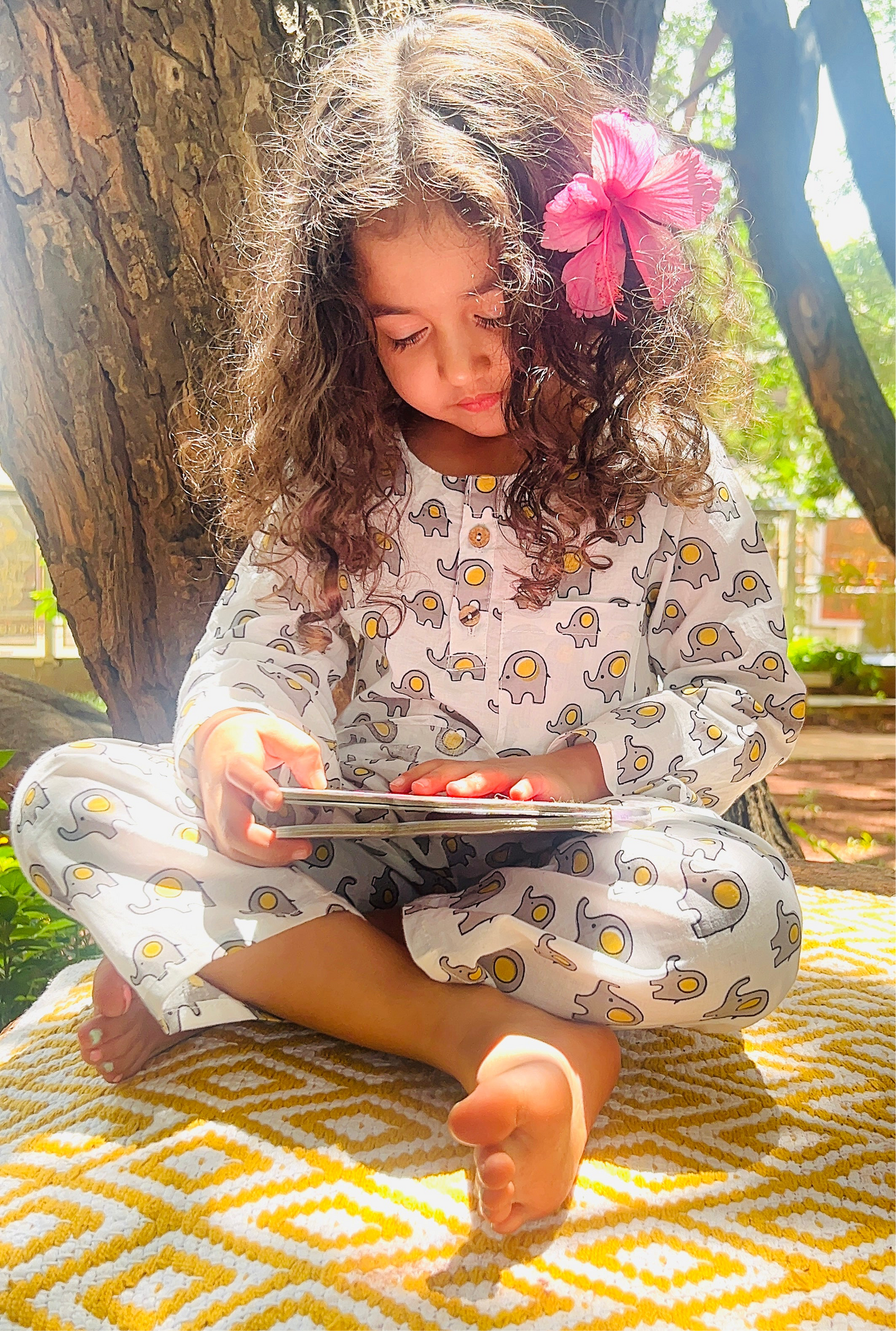 Little Grey White Tusk  Kurta Pajama