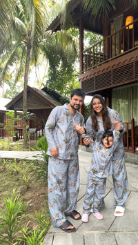 The Grey Tiger family Pack twinning Pajama sets-Pure Cotton