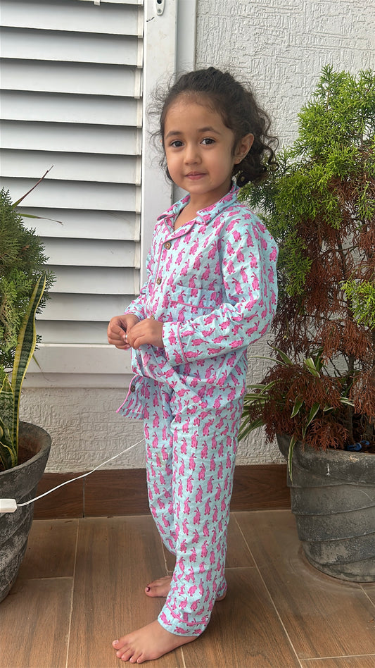Clever Bunny Pink Night Suit