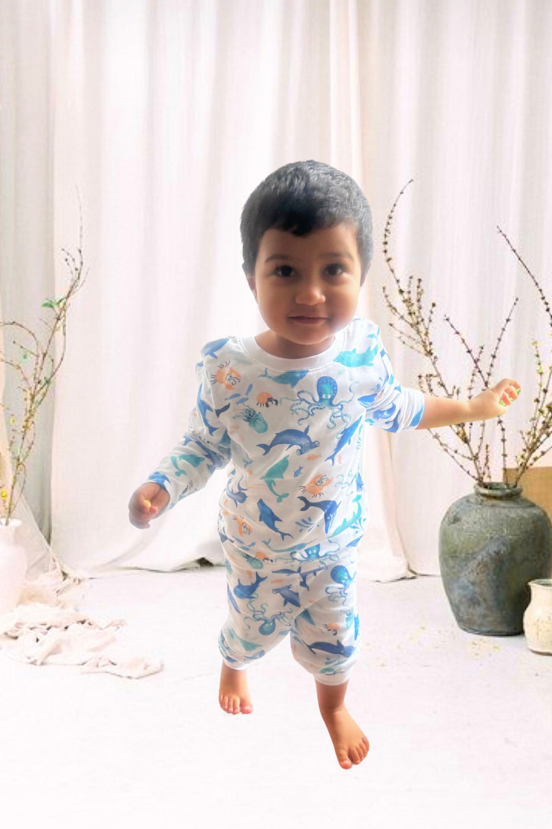 Blue dolphins Print Kids Loungewear