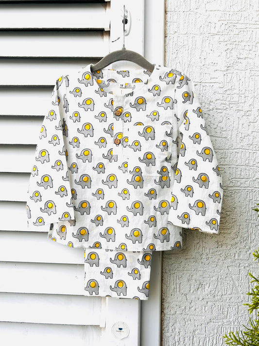 Little Grey White Tusk  Kurta Pajama