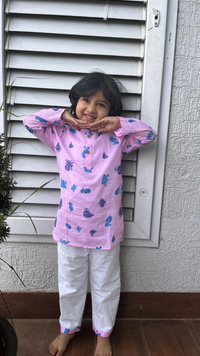 Dream Weaver – Pink Sea Creatures Kurta Pajama | Pure Cotton