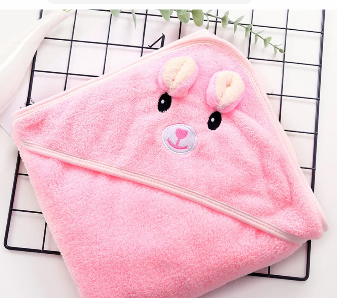 Pink Hooded Baby Microfiber Bath Towel